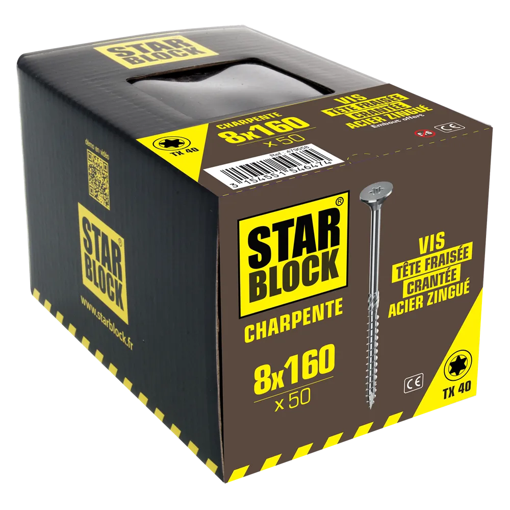 packaging-3154551546474-vis-charpente-tf-8×160-tete-fraisee-crantee-tx-acier-zingue-starblock